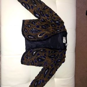 Vintage Black tie oleg cassini sequin jacket